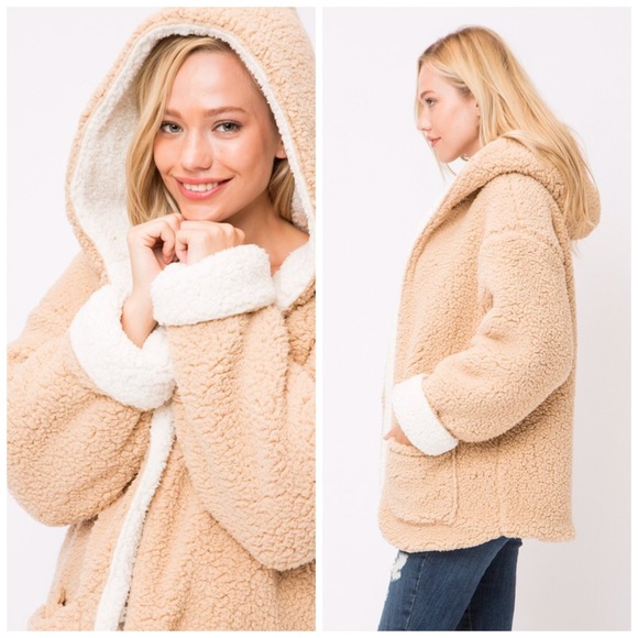 ❤️ SALE 1HR! Soft Reversible Sherpa Jacket Hoodie - Picture 5 of 7